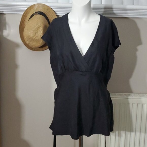 Jacob 100٪ Silk Cap Sleeve Kimono Top-  XL - Picture 3 of 7